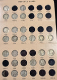 Mercury Dime Partial Set, 1916-1945, 59pcs Average Circulated (27115)