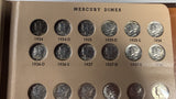 Mercury Dime Partial Set, 1916-1945, 59pcs Average Circulated (27115)