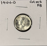 1944-P,D,S  Mercury Head Dime Set, 3 Coins,  Choice Uncirculated. (27194)