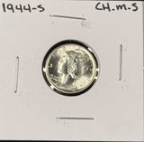 1944-P,D,S  Mercury Head Dime Set, 3 Coins,  Choice Uncirculated. (27194)