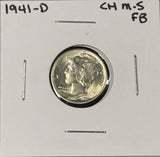 1941-D  Mercury Head Dime, Choice Uncirculated FSB. (27226)