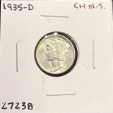 1935-D  Mercury Head Dime, Choice Uncirculated. (27238)