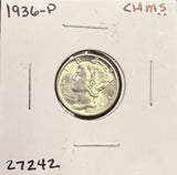 1936-P  Mercury Head Dime, Choice Uncirculated. (27242)