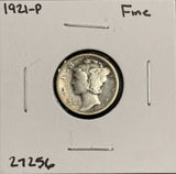 1921-P Mercury Head Dime, Nicely Circulated Fine  (27256)