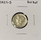1927-S Mercury Head Dime, AU Details, Ltly Cleaned (27266)