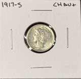 1917-S Mercury Head Dime, Choice AU+ (27298)