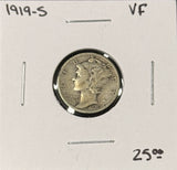1919-S Mercury Head Dime, Nicely Circulated (27302)