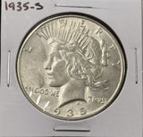 1935-S Peace Silver Dollar, Choice Uncirculated (27336)