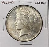 1927-D Peace Silver Dollar, Choice AU+, White, (27352)