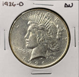 1926-D Peace Silver Dollar, Choice AU, White, (27360)