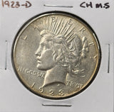 1923-D Peace Silver Dollar, Choice Uncirculated, White, (27376)