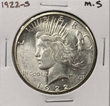 1922-S Peace Silver Dollar, Choice Uncirculated, White, (27380)