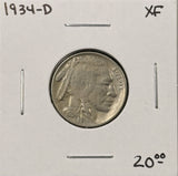 1934-D Buffalo Nickel, Nice XF.  (27402)