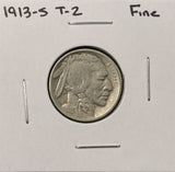 1913-S T-2 Buffalo Nickel, Nicely Circulated. (27492)