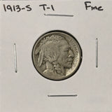 1913-S T-1 Buffalo Nickel, Nicely Circulated. (27494)
