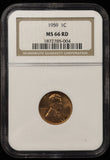 1959-P Lincoln Memorial Cent, MS66RD NGC (27587)