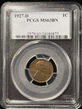 1927-D Lincoln Wheat Cent, MS63BN PCGS (27591)