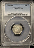 1908-O Barber Dime, MS64 PCGS (27607)
