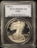 1986-S Proof American Silver Eagle, PR69DCAM PCGS (27650)