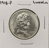 1918-P Lincoln Commemorative Half Dollar, Unc Details, Ltly Cleaned. (27672)