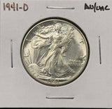 1941-D Walking Liberty Half Dollar, Nice AU/UNC. (27686)