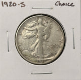 1920-S Walking Liberty Half Dollar, Nicely Circulated VF. (27688)