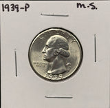 1939-P Washington Quarter, Choice Uncirculated. (27716)