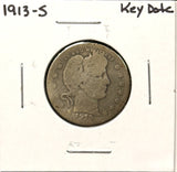1913-S Barber Quarter, Key Date, Well Circulated. (27742)