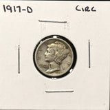 1917-D Mercury Head Dime, Nicely Circulated (27750)