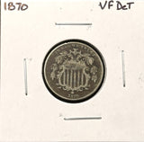 1870-P Shield Nickel, Nicely Circulated VF Details, (27772)