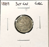 1889-P Nickel Three Cent, Nicely Circulated. (27774)