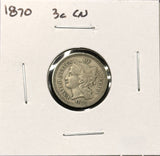 1870-P Nickel Three Cent, Nicely Circulated. (27786)