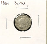 1869-P Nickel Three Cent, Nicely Circulated. (27788)
