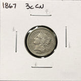 1867-P Nickel Three Cent, Nicely Circulated. (27792)