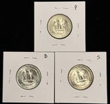 1946-P,D,S  Washington Quarter, 3 Coin Set, Choice Uncirculated. (27930)