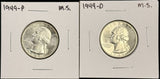 1949-P,D  Washington Quarter, 2 Coin Set, Choice Uncirculated. (27936)