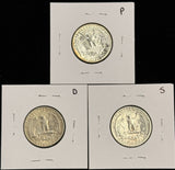 1952-P,D,S  Washington Quarter, 3 Coin Set, Choice Uncirculated. (27944)