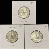 1953-P,D,S  Washington Quarter, 3 Coin Set, Choice Uncirculated. (27946)