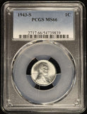 1943-S Lincoln Wheat Cent, MS66 PCGS  (27976)
