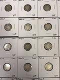 1892-1916 Barber Dime Starter Set, 48 Different Dates, Ave Circ, (28076)