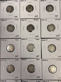 1892-1916 Barber Dime Starter Set, 48 Different Dates, Ave Circ, (28076)