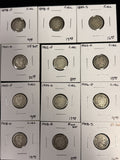 1892-1916 Barber Dime Starter Set, 48 Different Dates, Ave Circ, (28076)