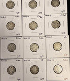 1892-1916 Barber Dime Starter Set, 48 Different Dates, Ave Circ, (28076)