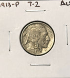 1913-P Type 2  Buffalo Nickel, Choice AU, (28193)