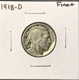 1918-D  Buffalo Nickel, Nicely Circulated F/VF, (28215)