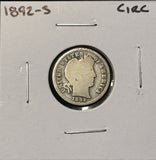 1892-S Barber Dime, Nicely Circulated. (28275)