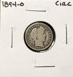 1894-O Barber Dime, Nicely Circulated. (28281)