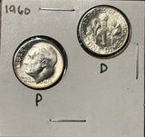 1960-P,D  Roosevelt Dime Set, Choice Uncirculated White, (28337)