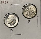 1959-P,D  Roosevelt Dime Set, Choice Uncirculated White, (28339)