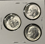 1955-P,D,S  Roosevelt Dime Set, Choice Uncirculated White, (28347)
